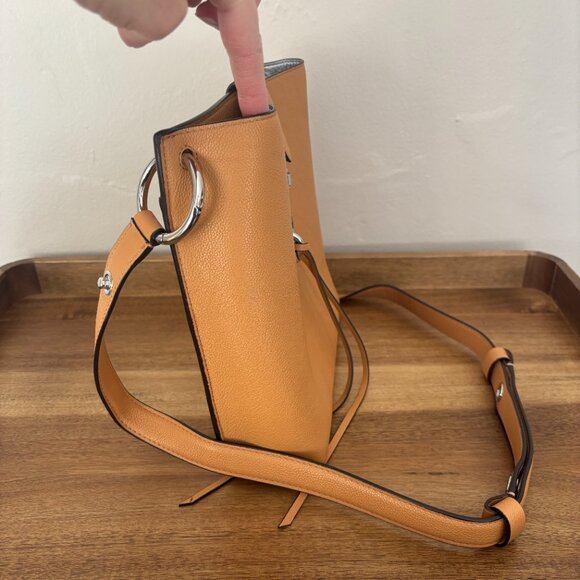 Rebecca Minkoff Megan Feed Tote Caramello Tan Leather Shoulder Bag - Picture 2 of 9